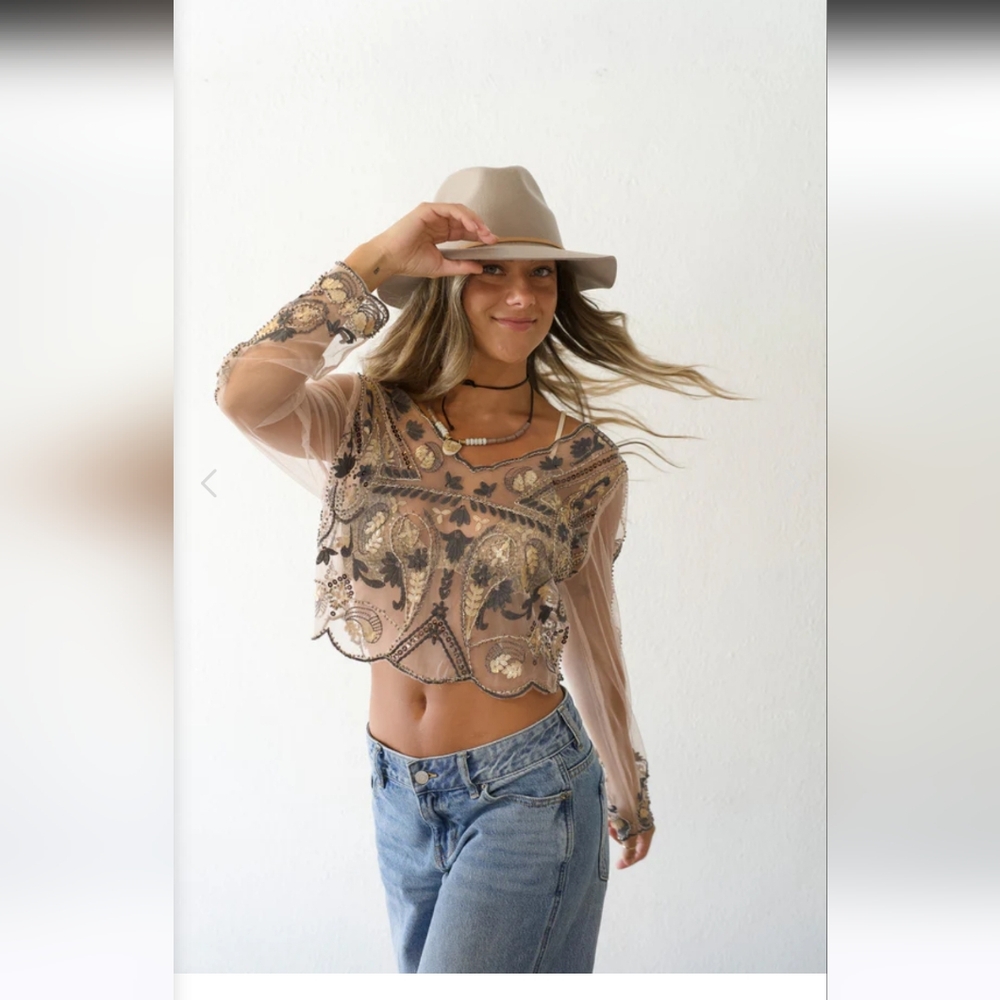 Grace Embellished Barely There Crop Top Size 8 - Picture 2 of 11